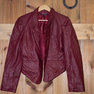 Maroon Faux Leather Jacket